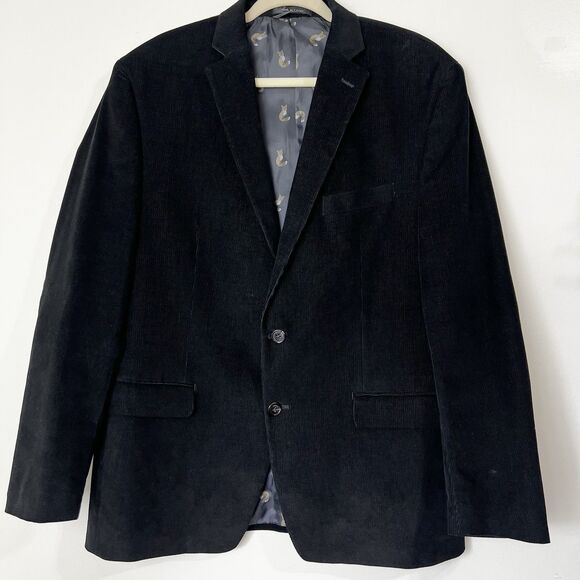 Lauren Ralph Lauren Corduroy Blazer Sport Coat Black Elbow Patches Men’s 43R - Picture 1 of 10